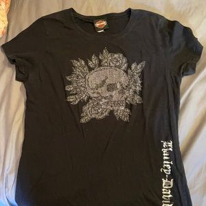 Harley Davidson T-shirt with rhinestone skull